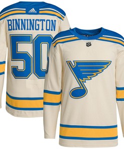 Men's Jordan Binnington Cream St. Louis Blues 2022 Winter Classic Player Jersey Jersey - Robokeg