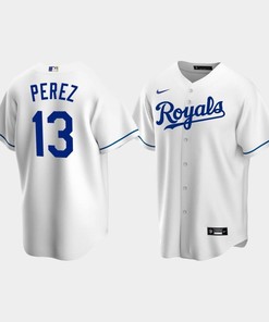 Men's Kansas City Royals 13 Salvador Perez White Home Jersey - Robokeg