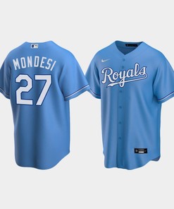 Men's Kansas City Royals 27 Adalberto Mondesi Light Blue Alternate Jersey - Robokeg