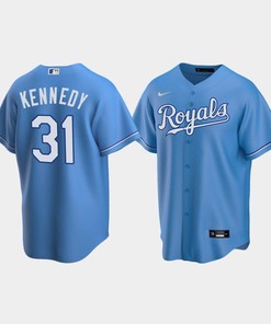 Men's Kansas City Royals 31 Ian Kennedy Light Blue Alternate Jersey - Robokeg