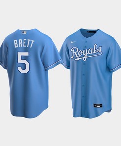 Men's Kansas City Royals 5 George Brett Light Blue Alternate Jersey - Robokeg