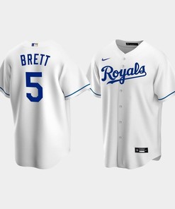 Men's Kansas City Royals 5 George Brett White Home Jersey - Robokeg