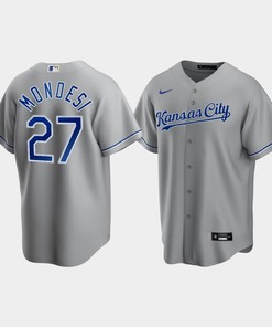 Men's Kansas City Royals Adalberto Mondesi 27 Gray Road Cool Base Jersey - Robokeg
