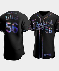Men's Kansas City Royals Brad Keller 56 Black Golden Edition Holographic Jersey - Robokeg