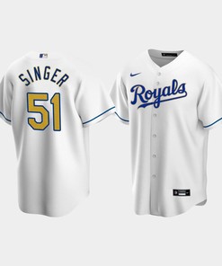 Men's Kansas City Royals Brady Singer 51 White Home Cool Base Jersey - Robokeg