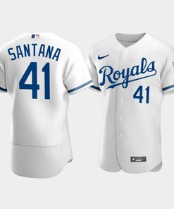 Men's Kansas City Royals Carlos Santana 41 2022-23 White Jersey - Robokeg