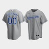 Men's Kansas City Royals Custom 00 Gray Road Cool Base Jersey - Robokeg
