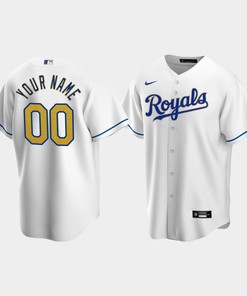 Men's Kansas City Royals Custom 00 White Home Cool Base Jersey - Robokeg