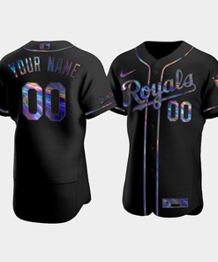 Men's Kansas City Royals Custom Black Golden Edition Holographic Jersey - Robokeg