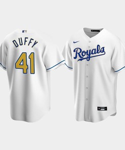 Men's Kansas City Royals Danny Duffy 41 White Home Cool Base Jersey - Robokeg