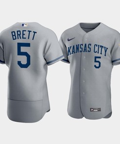 Men's Kansas City Royals George Brett 5 2022-23 Gray Jersey - Robokeg
