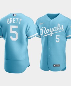 Men's Kansas City Royals George Brett 5 2022-23 Powder Blue Jersey - Robokeg