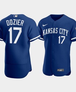 Men's Kansas City Royals Hunter Dozier 17 2022-23 Blue Jersey - Robokeg