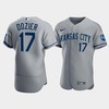 Men's Kansas City Royals Hunter Dozier 17 2022-23 Gray Jersey - Robokeg