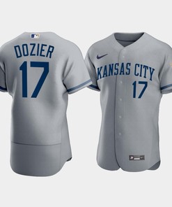 Men's Kansas City Royals Hunter Dozier 17 2022-23 Gray Jersey - Robokeg