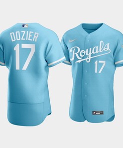 Men's Kansas City Royals Hunter Dozier 17 2022-23 Powder Blue Jersey - Robokeg