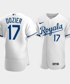 Men's Kansas City Royals Hunter Dozier 17 2022-23 White Jersey - Robokeg