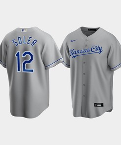 Men's Kansas City Royals Jorge Soler 12 Gray Road Cool Base Jersey - Robokeg