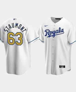 Men's Kansas City Royals Josh Staumont 63 White Home Cool Base Jersey - Robokeg
