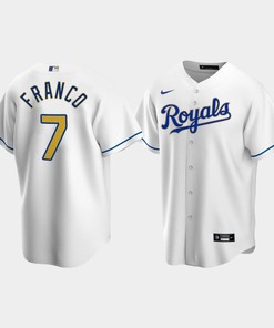 Men's Kansas City Royals Maikel Franco 7 White Home Cool Base Jersey - Robokeg