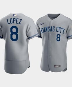 Men's Kansas City Royals Nicky Lopez 8 2022-23 Gray Jersey - Robokeg