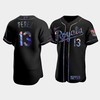 Men's Kansas City Royals Salvador Perez 13 Black Golden Edition Holographic Jersey - Robokeg