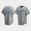 Men's Kansas City Royals Salvador Perez 13 Gray Road Cool Base Jersey - Robokeg