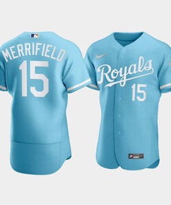 Men's Kansas City Royals Whit Merrifield 15 2022-23 Powder Blue Jersey - Robokeg