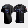 Men's Kansas City Royals Whit Merrifield 15 Black Golden Edition Holographic Jersey - Robokeg