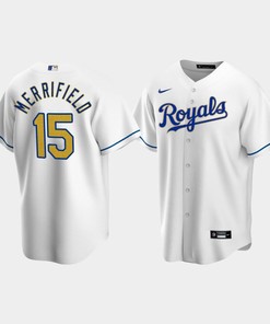Men's Kansas City Royals Whit Merrifield 15 White Home Cool Base Jersey - Robokeg