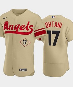 Men's Los Angeles Angels 17 Shohei Ohtani 2022-23 City Connect Gold Jersey - Robokeg