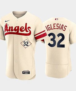 Men's Los Angeles Angels 32 Raisel Iglesias 2022-23 City Connect Cream Jersey - Robokeg