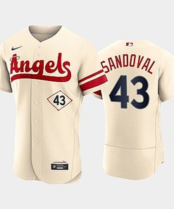 Men's Los Angeles Angels 43 Patrick Sandoval 2022-23 City Connect Cream Jersey - Robokeg