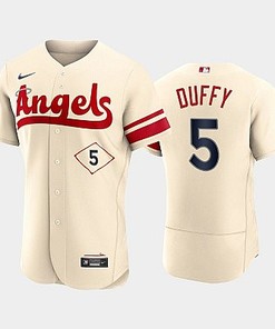 Men's Los Angeles Angels 5 Matt Duffy 2022-23 City Connect Cream Jersey - Robokeg