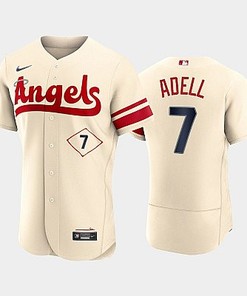 Men's Los Angeles Angels 7 Jo Adell 2022-23 City Connect Cream Jersey - Robokeg