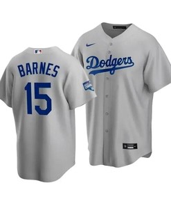Men's Los Angeles Dodgers Austin Barnes 15 2020 World Series Champions Gray Alternate Jersey - Robokeg