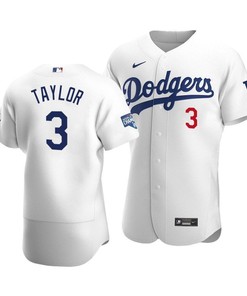 Men's Los Angeles Dodgers Chris Taylor 3 2020 World Series Champions Home Jersey White - Robokeg