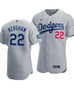 Men's Los Angeles Dodgers Clayton Kershaw 22 2020 World Series Champions Alternate Jersey Gray - Robokeg