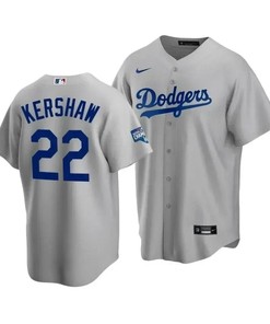 Men's Los Angeles Dodgers Clayton Kershaw 22 2020 World Series Champions Gray Alternate Jersey - Robokeg
