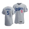 Men's Los Angeles Dodgers Corey Seager 5 2020 World Series Champions Alternate Jersey Gray - Robokeg