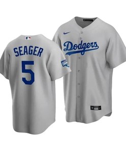 Men's Los Angeles Dodgers Corey Seager 5 2020 World Series Champions Gray Alternate Jersey - Robokeg