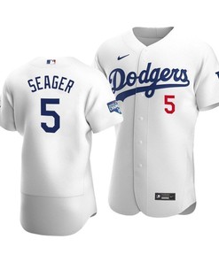 Men's Los Angeles Dodgers Corey Seager 5 2020 World Series Champions Home Jersey White - Robokeg