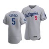Men's Los Angeles Dodgers Corey Seager 5 2020 World Series Champions Road Jersey Gray - Robokeg