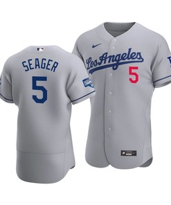 Men's Los Angeles Dodgers Corey Seager 5 2020 World Series Champions Road Jersey Gray - Robokeg