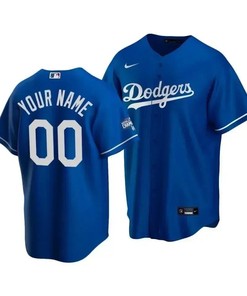 Men's Los Angeles Dodgers Custom 00 2020 World Series Champions Royal Alternate Jersey - Robokeg