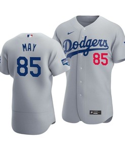 Men's Los Angeles Dodgers Dustin May 85 2020 World Series Champions Alternate Jersey Gray - Robokeg