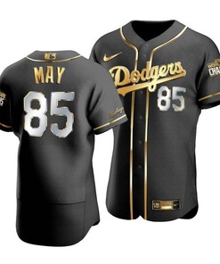 Men's Los Angeles Dodgers Dustin May 85 2020 World Series Champions Golden Jersey Black - Robokeg