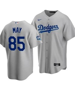 Men's Los Angeles Dodgers Dustin May 85 2020 World Series Champions Gray Alternate Jersey - Robokeg