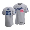 Men's Los Angeles Dodgers Dustin May 85 2020 World Series Champions Road Jersey Gray - Robokeg