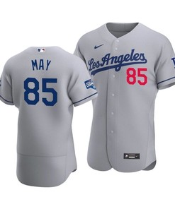 Men's Los Angeles Dodgers Dustin May 85 2020 World Series Champions Road Jersey Gray - Robokeg